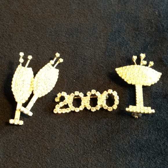 Vintage Cocktail 3 Pc. Brooch Set - Picture 1 of 6